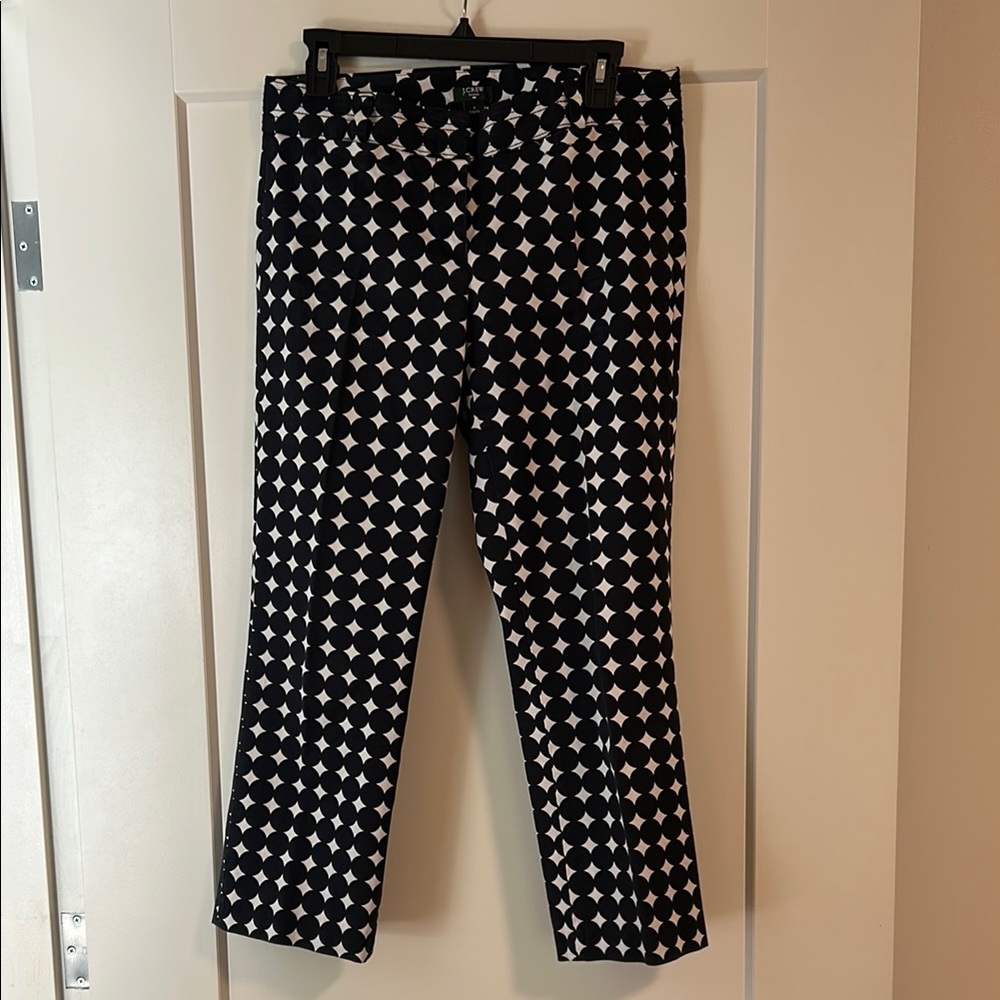 J. Crew Black and White Cropped Pants with Polka Dots